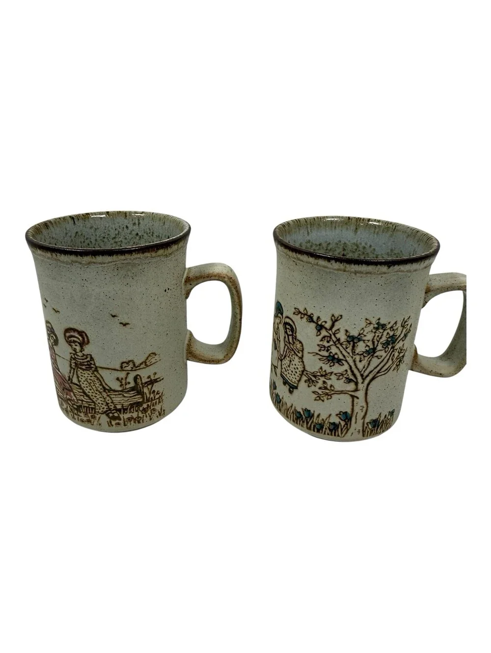 Vintage Dunoon Ceramics Stoneware Coffee Mugs Pair Made in Scotland